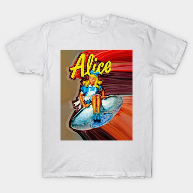 The blonde girl who flies on a saucer T-Shirt by Marccelus